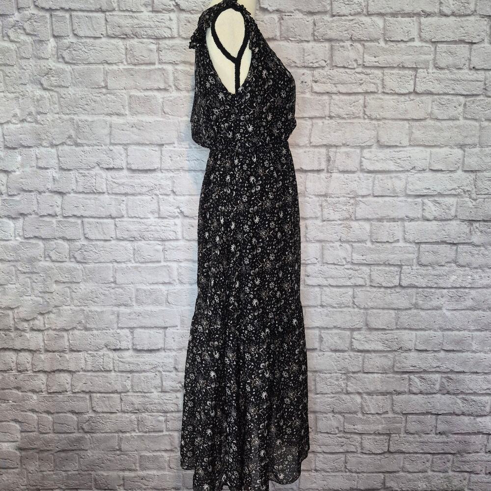 Le Ragazze Italy Silk Blend Floral Dress Smocked Blouson Tiered Chiffon Size L - Picture 5 of 10